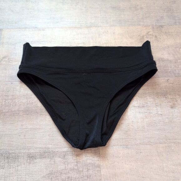 PINK Victoria's Secret Bikini Bottom Womens M Black High Waisted V Front - Picture 1 of 5